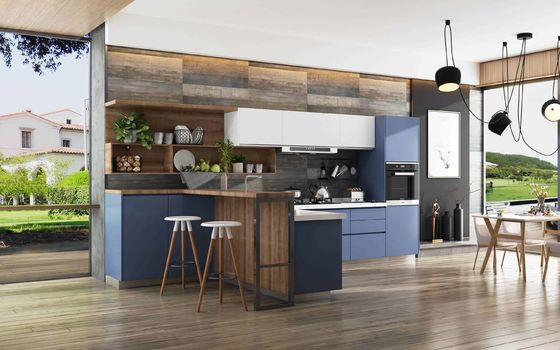 Good price Sandblasted Stainless Steel Kitchen Base Units With Wooden Island ODM online