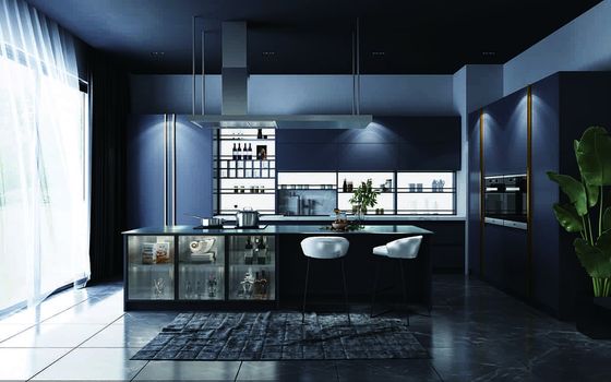 Harga bagus Kabinet Pulau Dapur Stainless Steel 304j1 Trim Emas on line