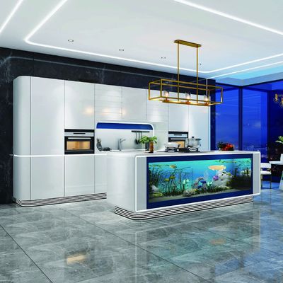 Harga bagus Modern Baja tahan karat Dapur Meja Kerja Pulau Akuarium Counter Metal Backsplash on line