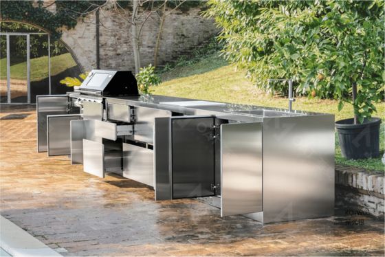 304 316 Stainless Steel Modular Outdoor Cabinet Kitchen Island Grill Sink Units